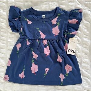NWT Tea Collection Ruffle Sleeve Baby Dress Inca Floral 6-9 Months